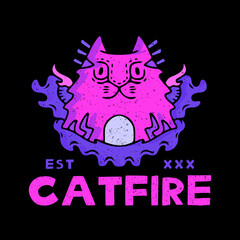 hype cat  and fire vector illustration for apparel. with hype and hipster style.