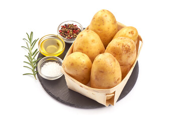 Young Fresh potatoes, isolated on white background