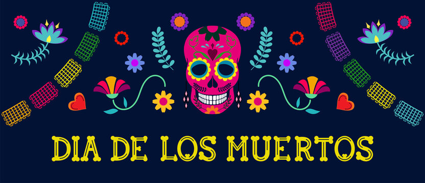 Mexican Dia de los Muertos (Day of the Dead) vector card