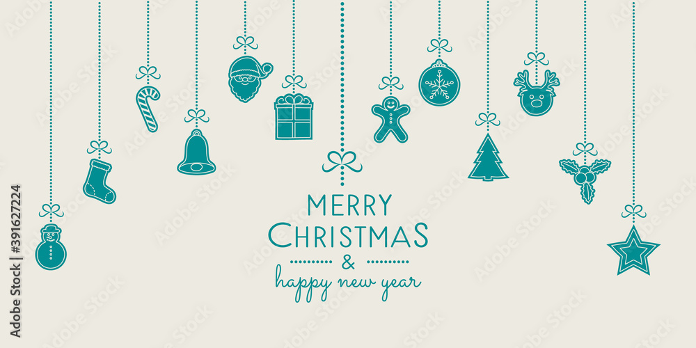 Canvas Prints christmas card in retro style with hand drawn elements. vector.