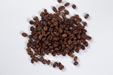 Top view of brown coffee beans