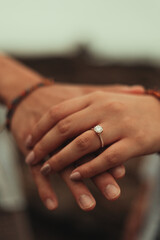 bride and groom holding hands