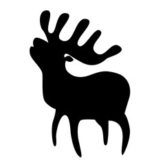 Singing forest elk, simple black and white logo.