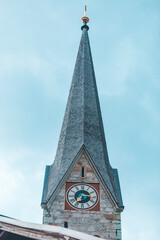 bell tower close up hallstatt austria