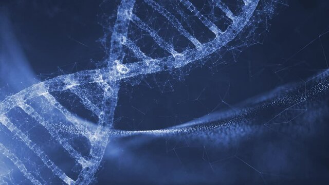 Abstract digital rotating dna molecule on futuristic cyber space animation background.