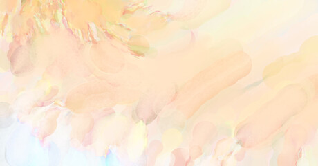 Watercolor abstract painting with pastel colors. Soft color painted illustration of calming composition for poster, wall art, banner, card, book cover or packaging. Modern brush strokes painting.