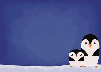 Pingüinos en la noche de invierno
