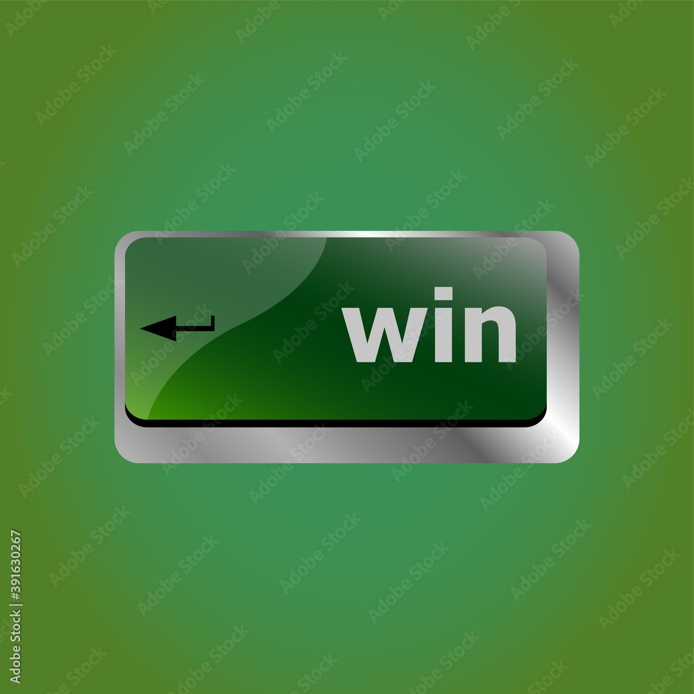 Poster win word on computer keyboard key button