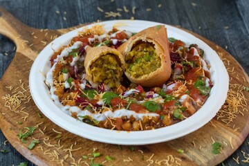 Authentic Indian Vegetarian food: Samosa Chaat