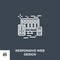 Responsive Web Design Related Vector Thin Line Icon. Isolated on Black Background. Editable Stroke. Vector Illustration.