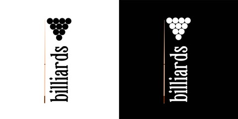 Billiards and snooker sports emblem with text for sporting logo and leisure design