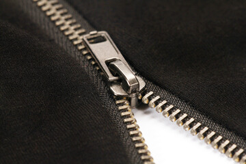 Closeup shot of a black shirt with zipper