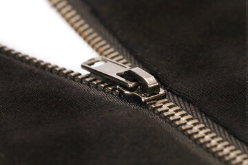 Closeup shot of a black shirt with zipper