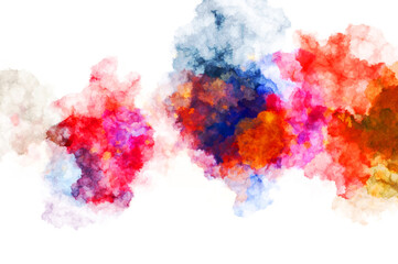 Watercolor painted background with blots and splatters. Brush stroked painting. 2D Illustration.