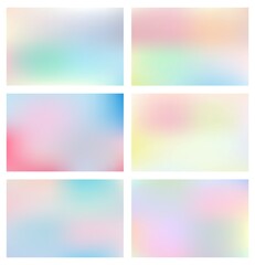 Set of bright smooth and blurry colorful gradient mesh