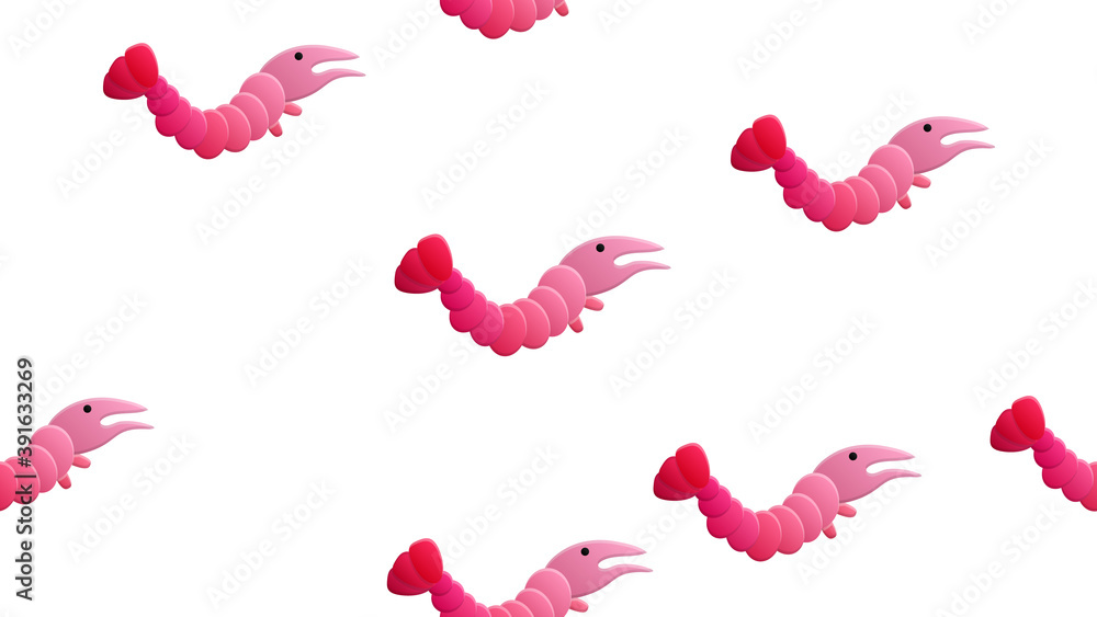 Poster pink prawn pattern. seamless hand-drawn vector pattern design. seafood concept. mediterranean food p