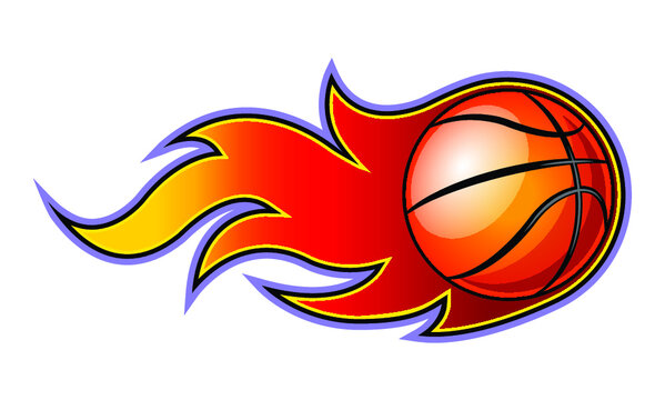 Vector blazing basketball ball with classic flames. Ideal for stickers, decals, sport logo design and any kind of decoration.