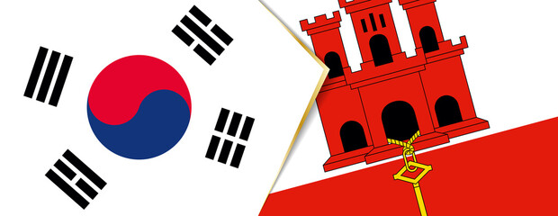 South Korea and Gibraltar flags, two vector flags.