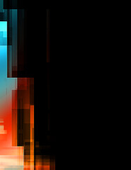 Layers of colorful and vibrant geometrical shapes. Digital illustration of a tech layout. Futuristic design template.