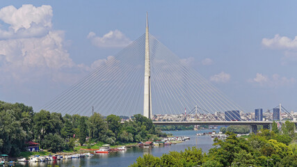Fototapeta na wymiar Ada bridge Belgrade Serbia