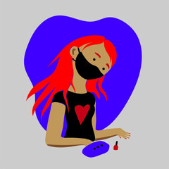 Female stylist or nail artist using the ultraviolet lamp and working in a beauty salon or aesthetic center, flat vector illustration job