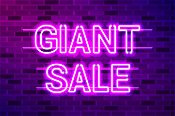 GIANT SALE glowing purple neon lamp sign