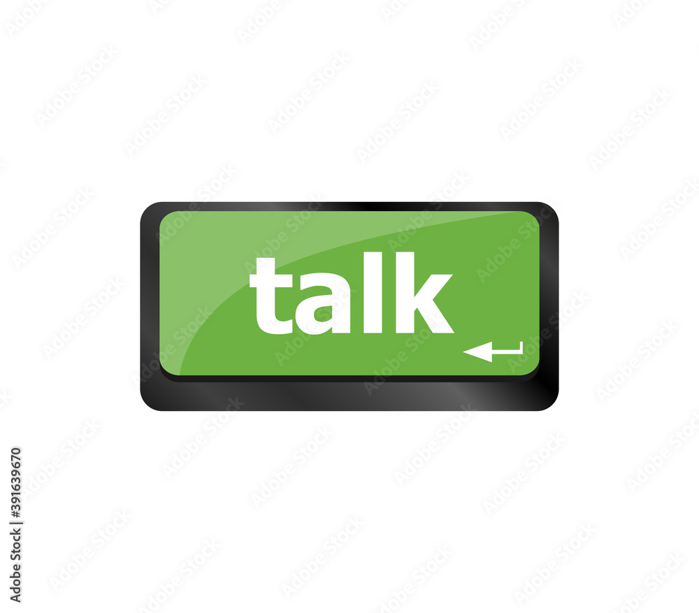 Poster talk word with icon on keyboard keys button