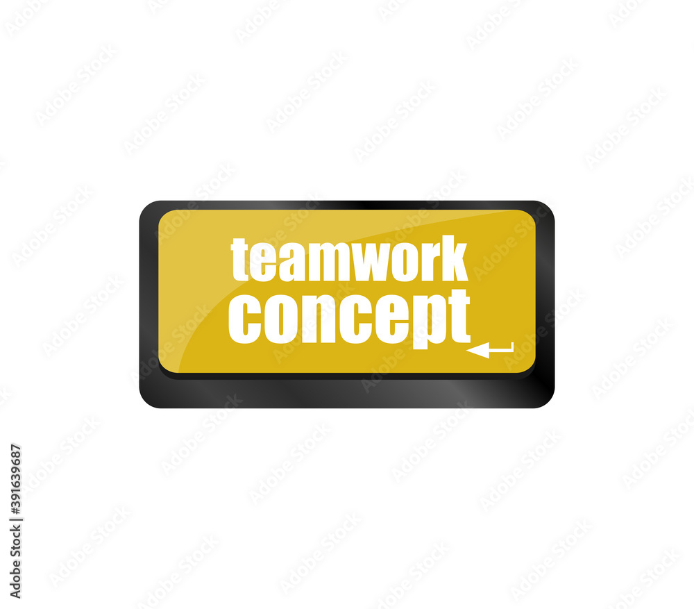 Poster icon with teamwork concept word on computer keyboard key