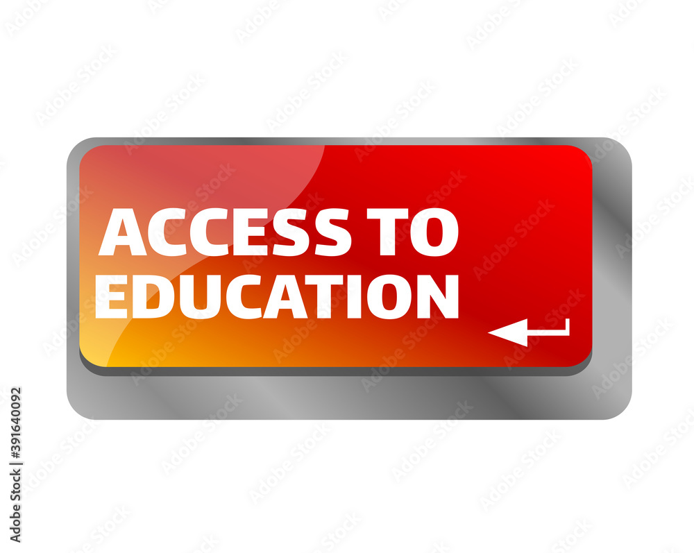 Poster access to education . close up of keyboard, enter computer key.