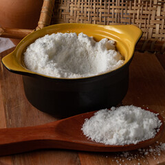 Tapioca flour (Farinha de tapioca). Flour made from cassava starch. Manioc. Typical Brazilian...