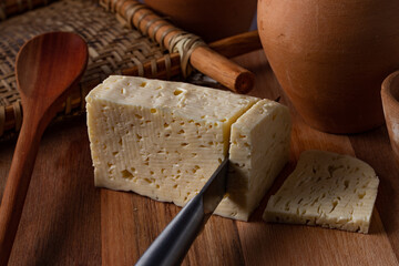 Rennet Cheese. Curd Cheese. (Queijo coalho ou Queijo de Coalho). Authentic Typical Brazilian Cheese...