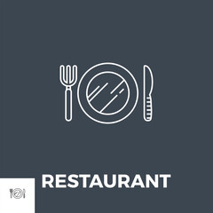 Restaurant Vector Thin Line Icon. Isolated on Black Background. Vector Illustration.