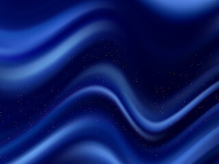 Wave liquid shape in black color background. Blue wave flow background Vector