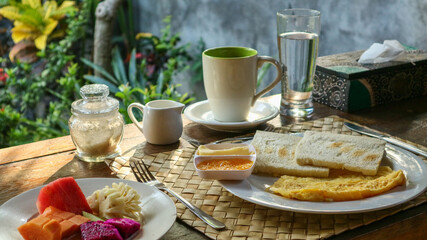 Traditional tourist breakfast in Bali