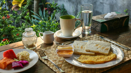 Traditional tourist breakfast in Bali