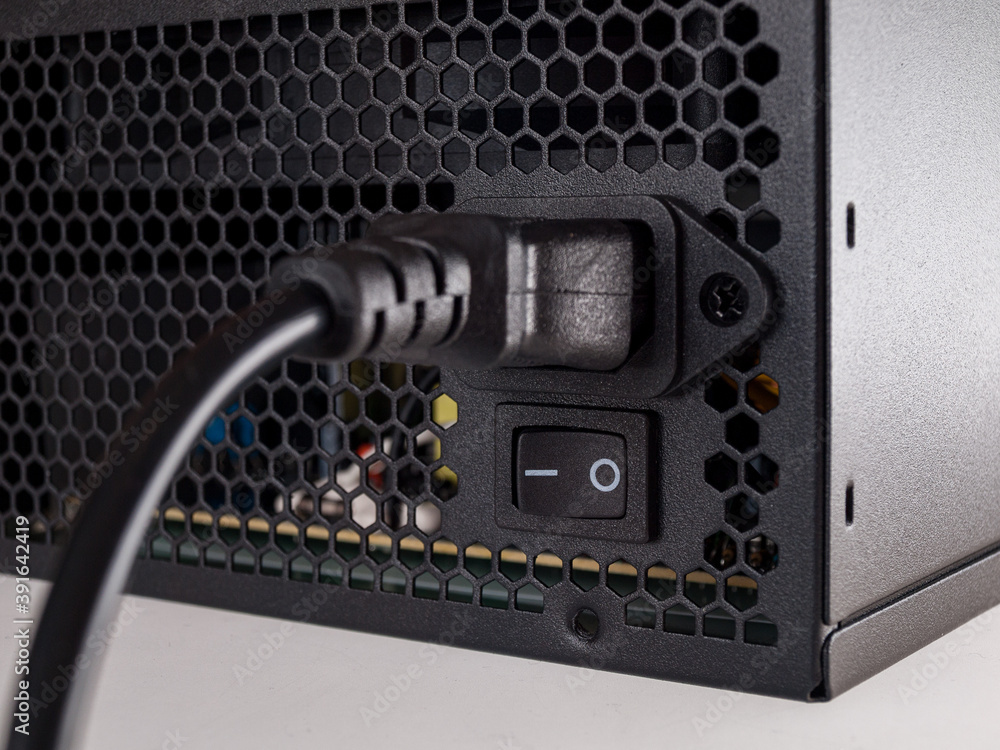 Poster computer part for system unit assembly, power supply for computer close-up, choice of quiet silent r