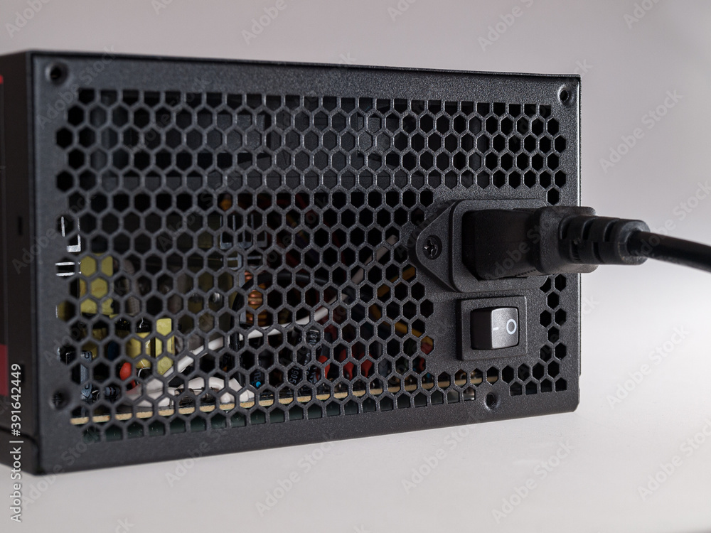 Poster computer part for system unit assembly, power supply for computer close-up, choice of quiet silent r