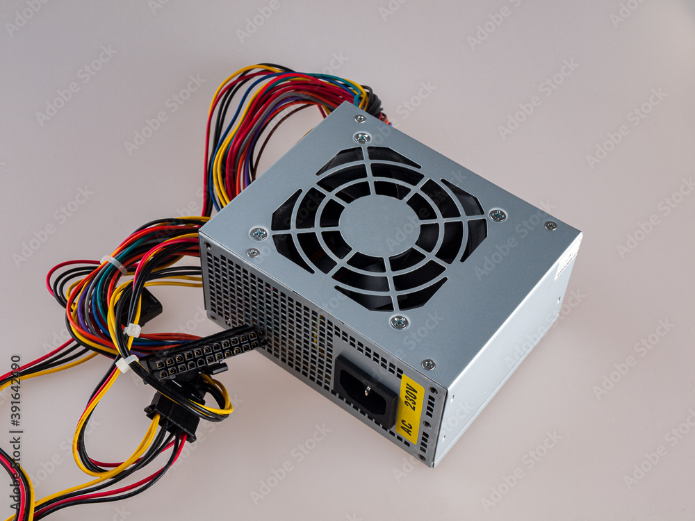 Poster computer part for system unit assembly, power supply for computer close-up, choice of quiet silent r