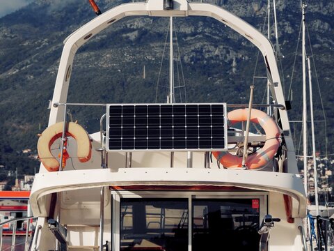 Solar panels installed on the yacht