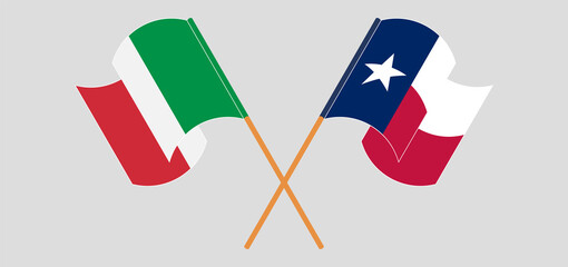 Crossed and waving flags of the State of Texas and Italy