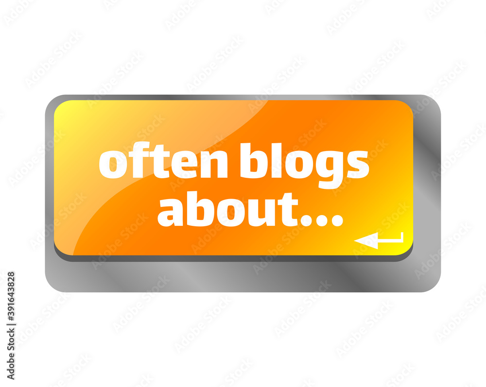 Poster often blogs about . close up of keyboard, enter computer key.