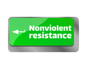 Nonviolent resistance . Close up of keyboard, enter computer key.