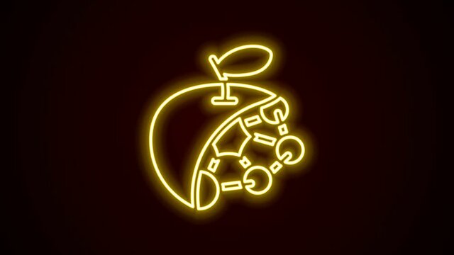Glowing neon line Biological structure icon isolated on black background. Genetically modified organism and food. 4K Video motion graphic animation