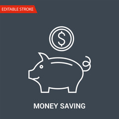Money Saving Icon. Thin Line Vector Illustration - Adjust stroke weight - Expand to any Size - Easy Change Colour - Editable Stroke