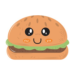 cute kawaii hamburger fast food