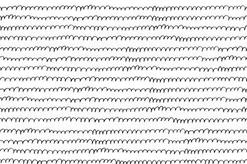 Seamless pattern with hand drawn waves. Abstract background with wavy brush strokes. Black and white texture. Ornamental print for textile, fabric or wrapping paper. Swatch in the panel, not cropped