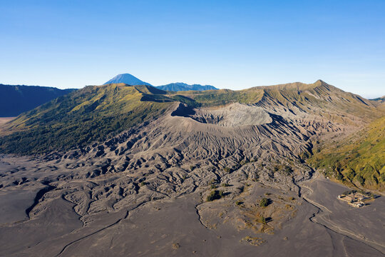 Aerial view of Bromo Volcano, Java, Indonesia at 8 in the morning.