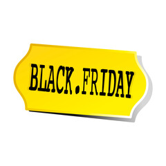 Black Friday Sale Sticker. Yellow Price Tag with a dot