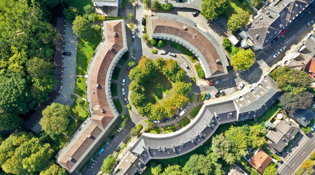 Aerial view of a modern living area, Aachen, Germany