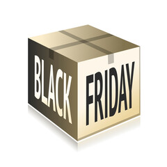 Black Friday Cardboard Package with Printed Text and Sealed Top